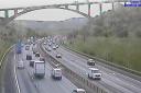 The M62 Westbound is affected by queueing traffic