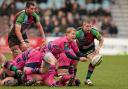 Back in the hood: Cardiff Blues, pictured in pink, return to west London on Saturday